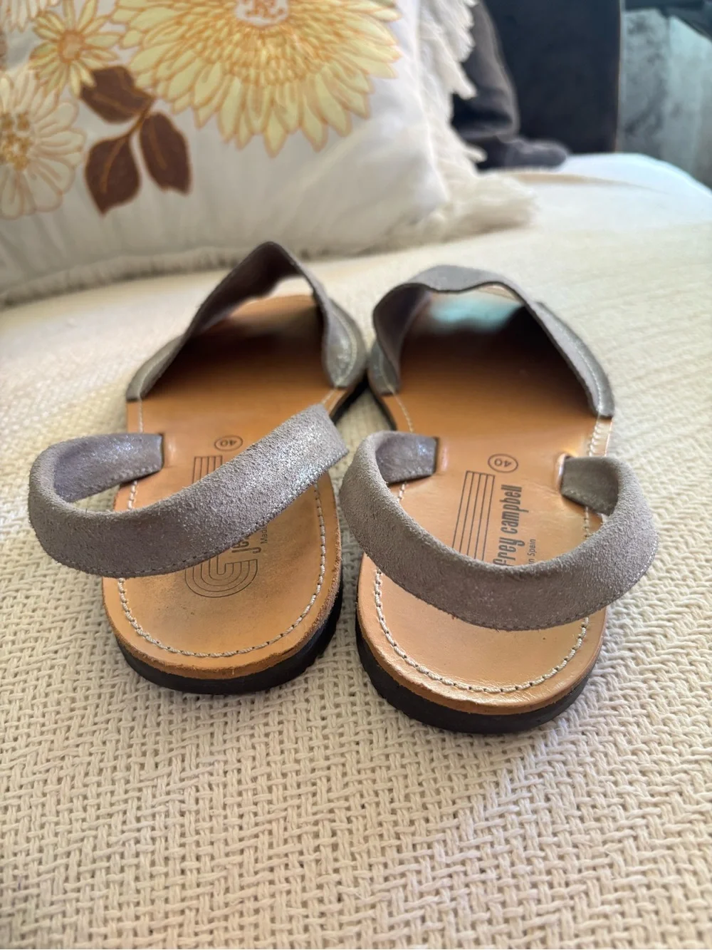 Jeffrey Campbell Pewter Ibiza Slingback Sandals Size EU 40 Made In Spain